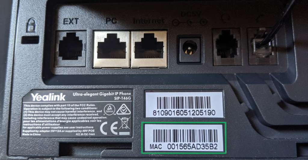 You can find the MAC address on the underside of your Yealink handset.