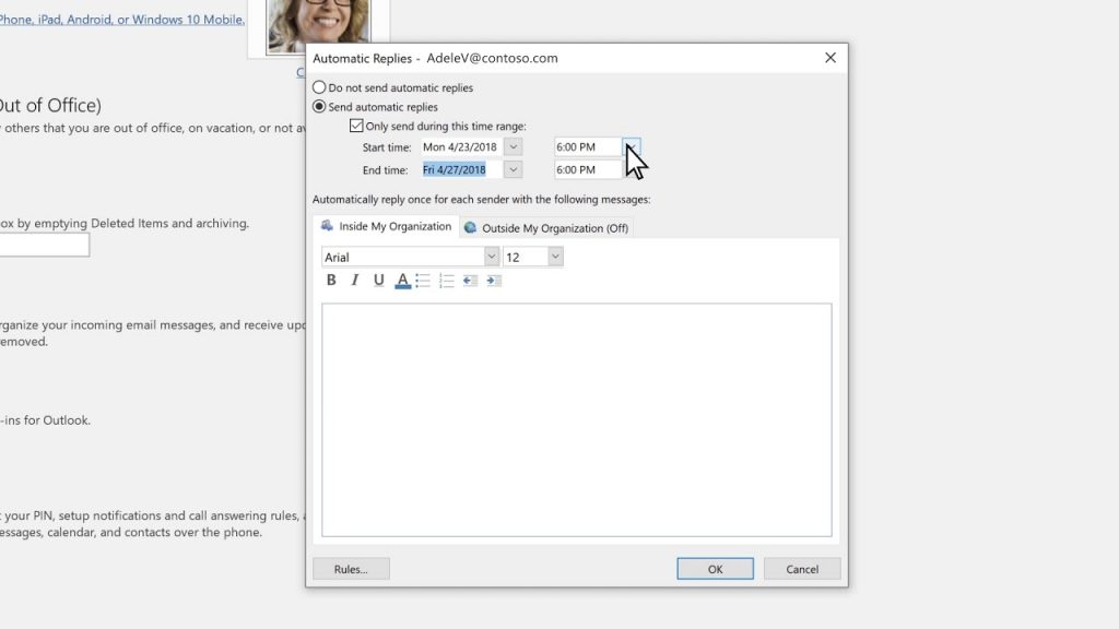 automatic reply outlook