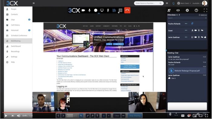 3CX WebMeeting easily allows you to share your screen with everyone.