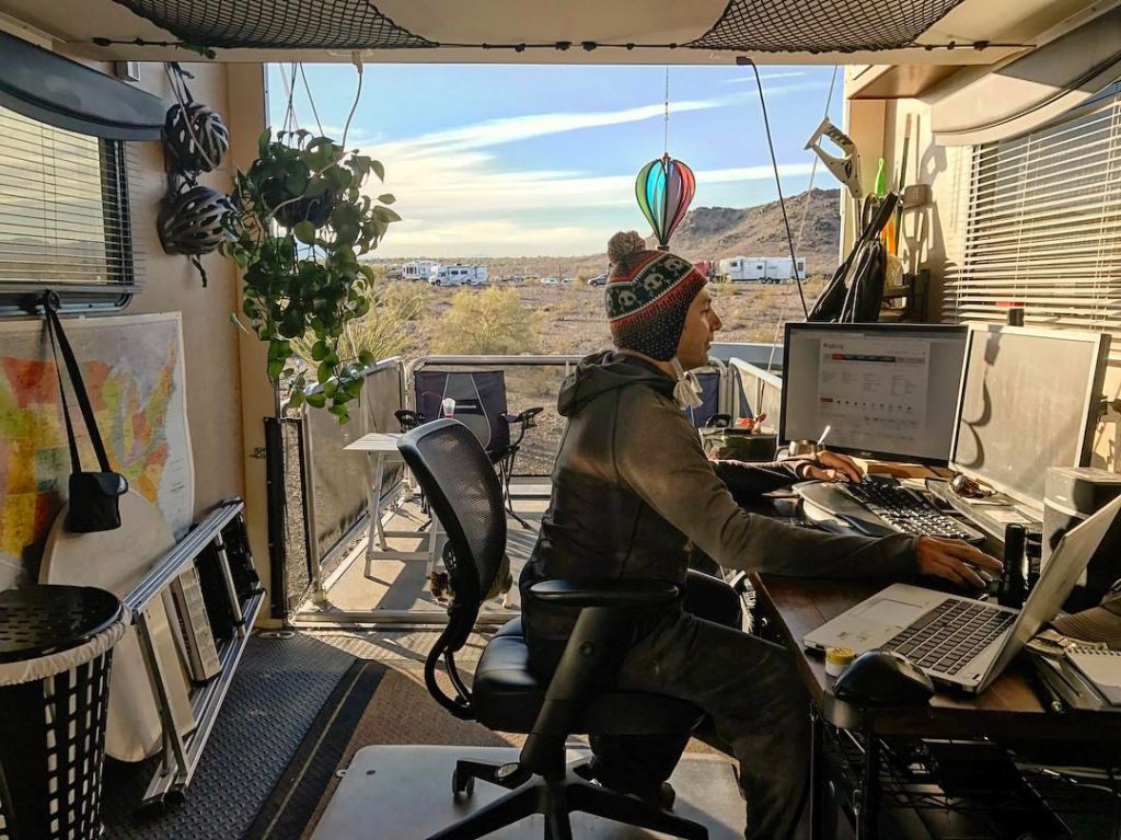 Who says you have to do your remote work from home? Some people are converting RVs into mobile offices and traveling the country.