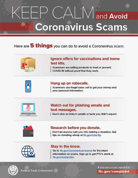 Here are a few COVID scams to look out for according to the FTC. 