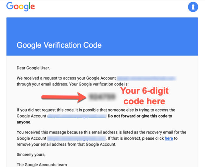 Google verification code